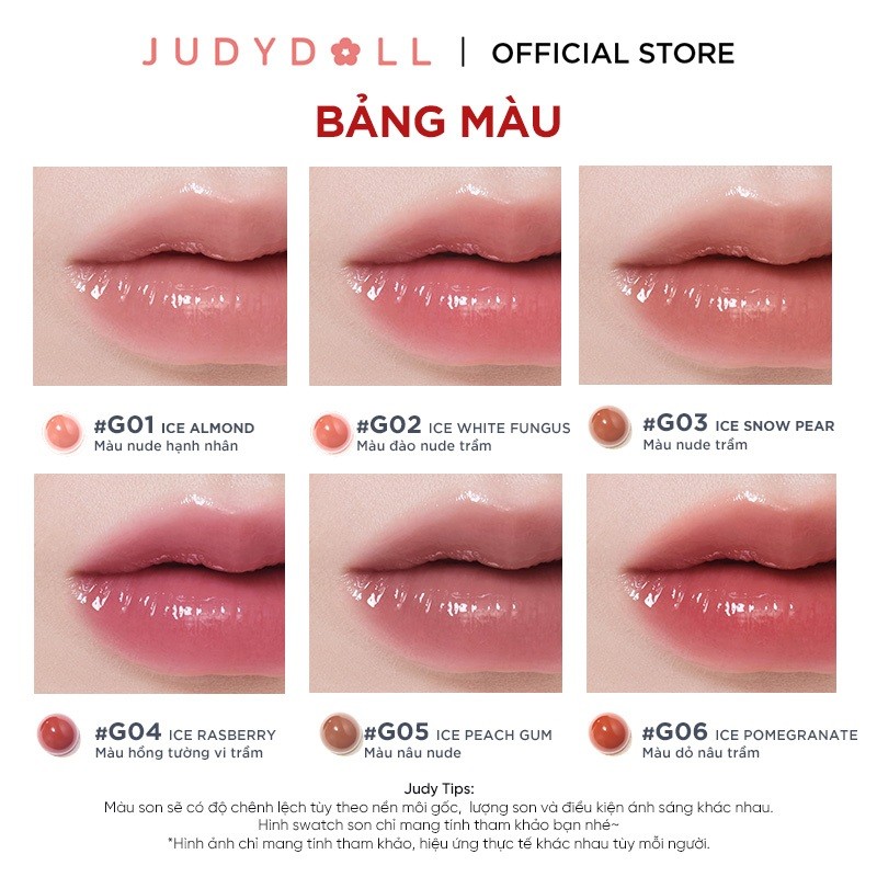 JUDYDOLL Son Bóng Dưỡng Ẩm Làm Mờ Vân Môi Watery Essence Lip Glaze | BigBuy360 - bigbuy360.vn