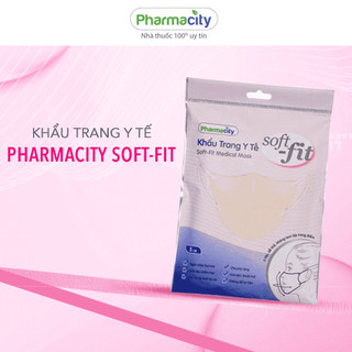  Khẩu trang Pharmacity y tế màu hồng Soft-fit  Gói 5 cái  