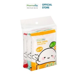 Khăn ướt mini Pharmacity (3 gói x 10 tờ)