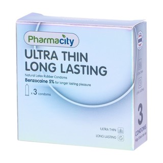 Bao cao su Pharmacity Ultra thin Long Lasting N (Hộp/3 cái)