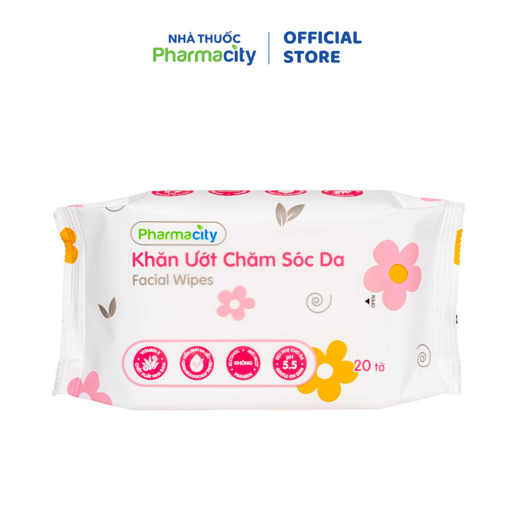 Khăn ướt chăm sóc da Pharmacity (20 tờ/gói)