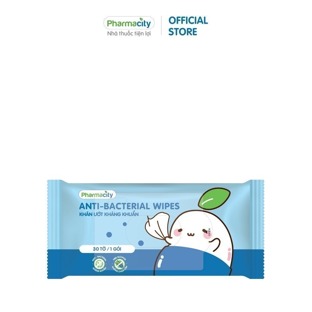Khăn ướt kháng khuẩn Pharmacity (30 tờ/gói)