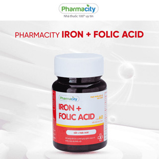  Viên uống Pharmacity Iron và Folic Acid bổ sung sắt và hỗ trợ giảm nguy cơ thiếu máu  Chai 60 viên  - THƯƠNG HIỆU PHARMA 