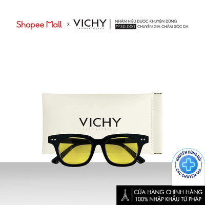 [HB GIFT – Quà tặng không bán] Kính mát Vichy kính vàng thời trang kèm túi đựng cao cấp