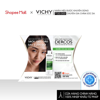 [HB GIFT – Quà tặng không bán] 3 gói dầu gội giúp sạch gàu dành cho da đầu dầu & ngứa Vichy Dercos Anti Dandruff 6ml x3