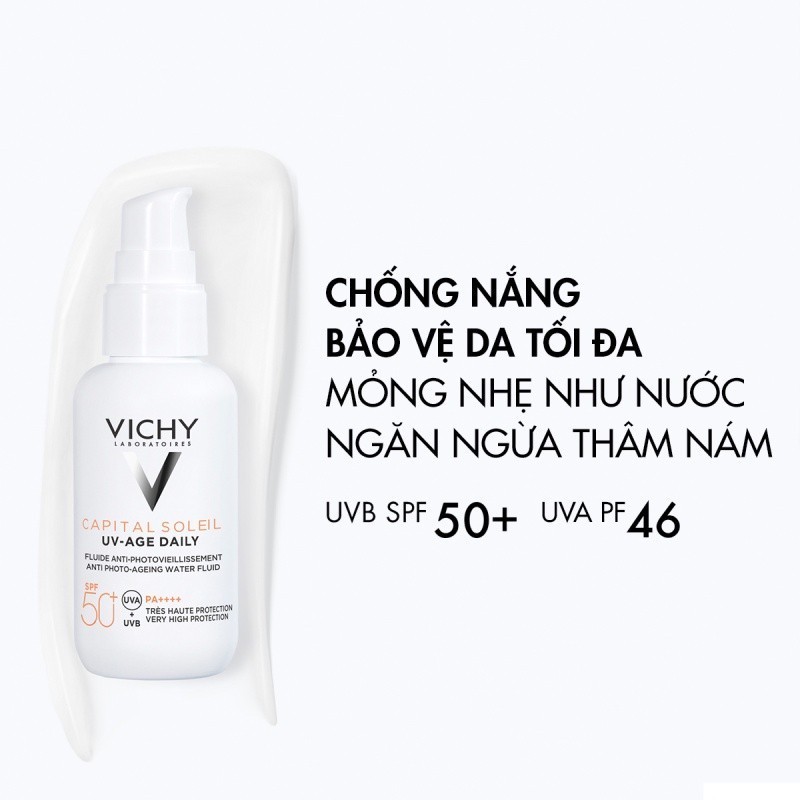 [PHIÊN BẢNMỚI] Gel chống nắng bảo vệ da khỏi tia UV, ô nhiễm, giảm thâm nám, đốm nâu, nếp nhăn Vichy UV Age 40ml | BigBuy360 - bigbuy360.vn