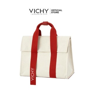 [HB GIFT – Quà tặng không bán] Túi canvas Vichy trắng quai đỏ
