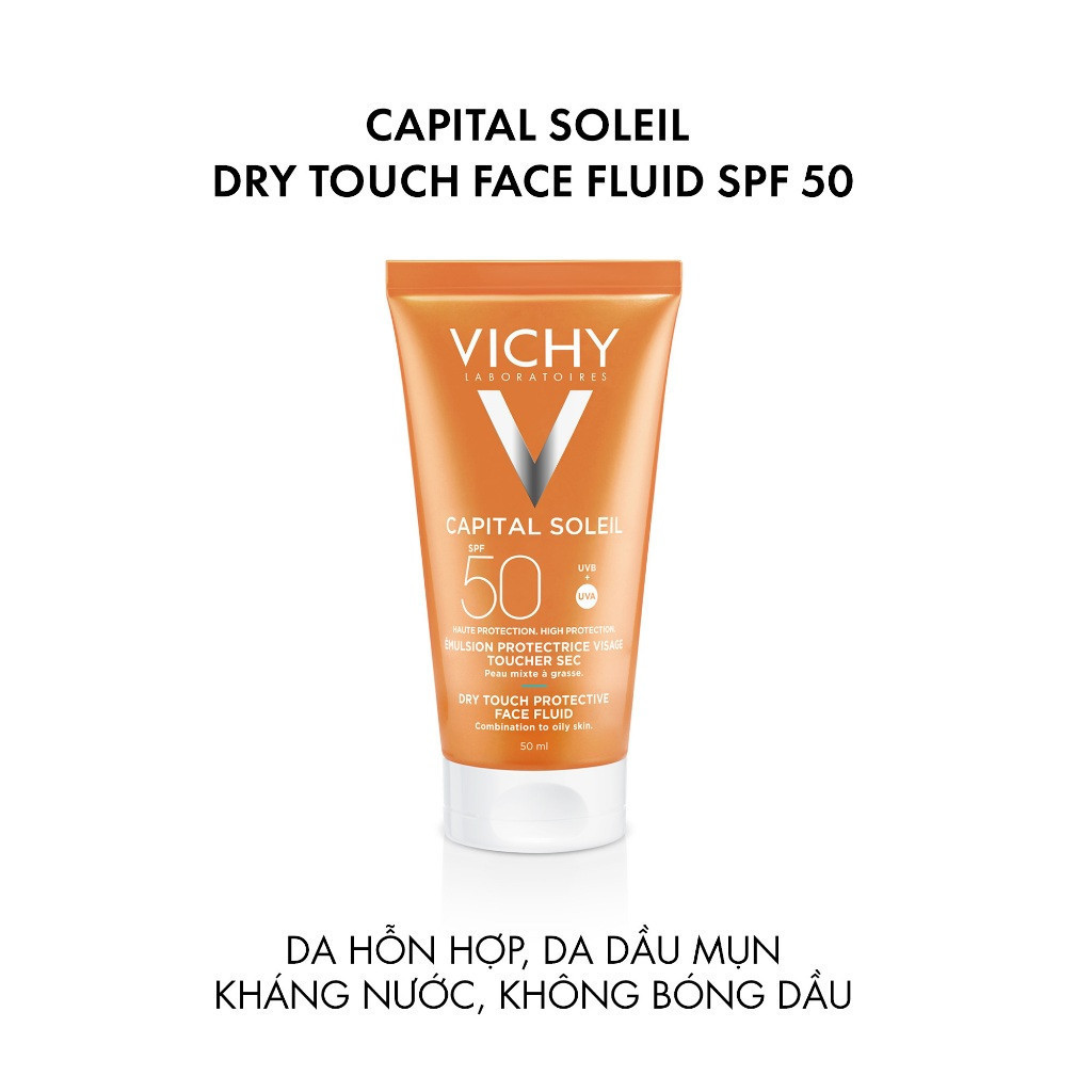 Kem chống nắng bảo vệ da mỏng nhẹ không bết dính SPF 50+ UVA & UVB Vichy Capital Soleil Dry Touch | BigBuy360 - bigbuy360.vn