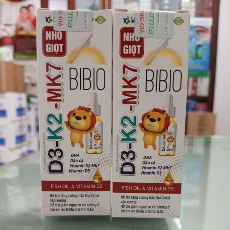 D3-K2-MK7 Bibio Letco bổ sung D3 K2 Mk7 hỗ trợ hấp thụ canxi, giúp bé ngủ ngon phát triển chiều cao