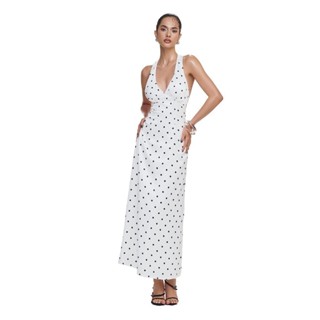 RECHIC Đầm cổ yếm Nomi nơ cổ V chiết eo sang trọng quyến rũ