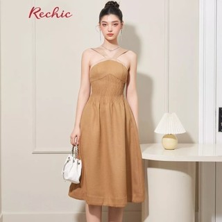 RECHIC Đầm Dài Nữ Lilla cổ yếm chiết eo phù hợp đi dự tiệc sang trọng
