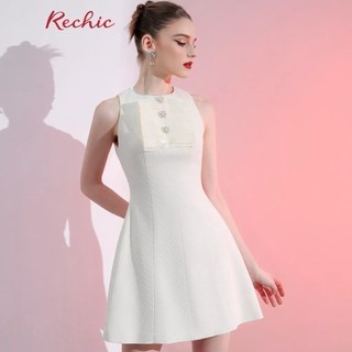 RECHIC Đầm Ngắn Lyan cổ tròn nhỏ không tay dáng chữ A sang trọng