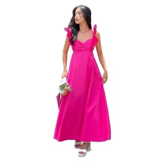 RECHIC Đầm Dài Joni kiểu chiết eo thắt nơ sau lưng trẻ trung gợi cảm phù hợp đi dạo phố