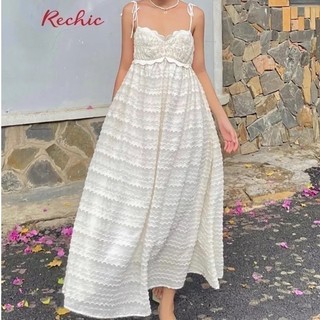RECHIC Đầm maxi Bellise kiểu hai dây thắt nơ dáng chiết eo gợi cảm nữ tính