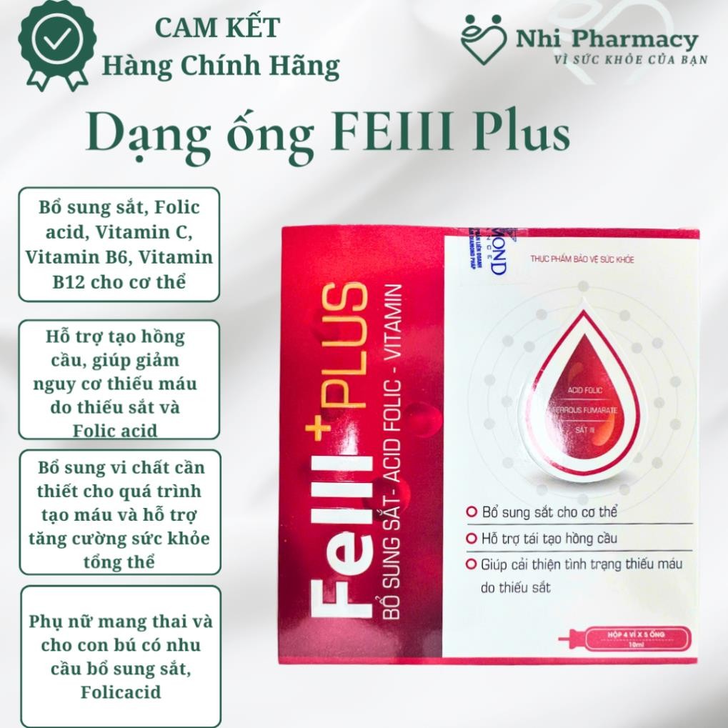 [CHÍNH HÃNG] Fe III Plus – Viên Bổ Sung Sắt, Acid Folic, Vitamin Và Khoáng Chất Cho Cơ Thể Hộp 4 Vỉ 