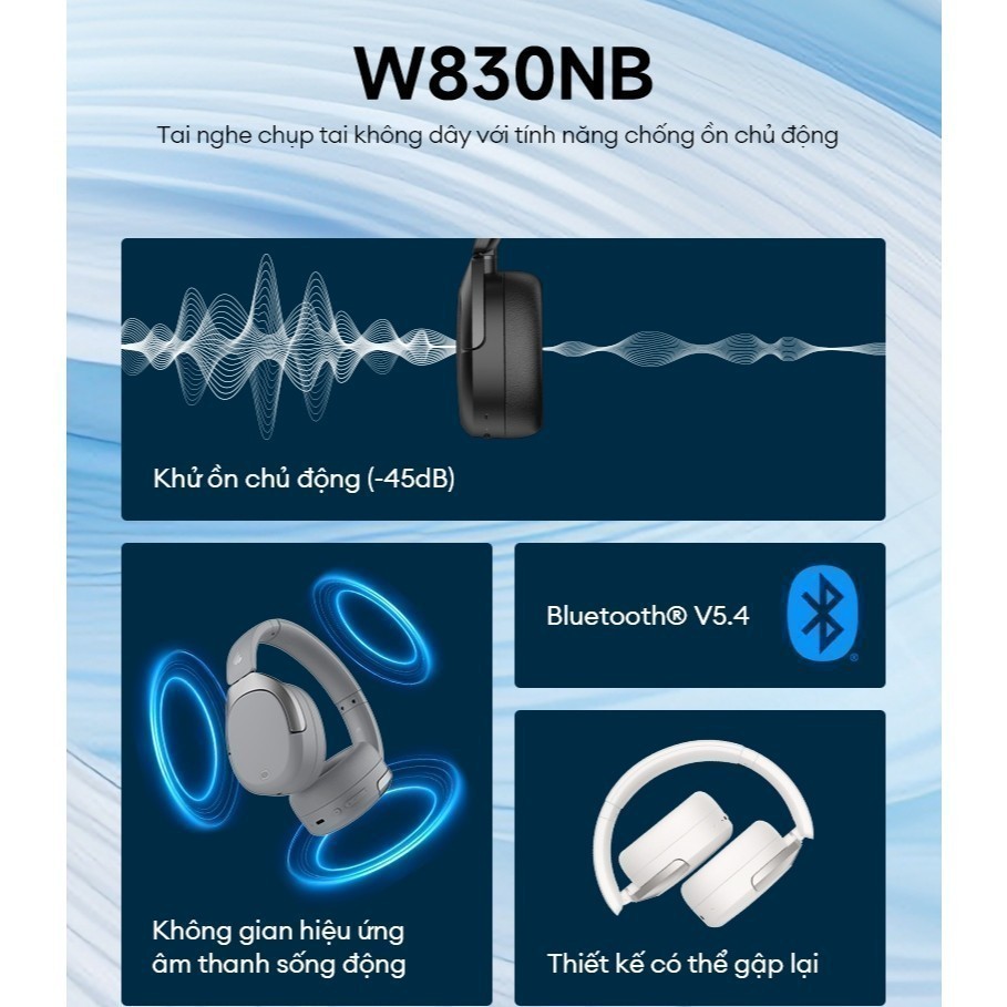 Tai Nghe Bluetooth Chụp Tai EDIFIER W830NB | Chống Ồn Chủ Động | Thời Gian Sử Dụng Tới 96H | Bảo Hành 15 Tháng | BigBuy360 - bigbuy360.vn