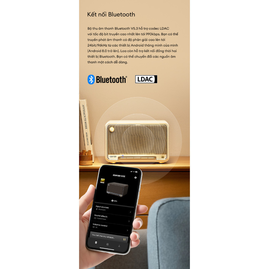 Loa Để Bàn Bluetooth EDIFIER D32 | Công suất 60W | Thời Gian Sử Dụng Tới 11H | Thiết Kế Retro | Bảo Hành 15 Tháng | BigBuy360 - bigbuy360.vn