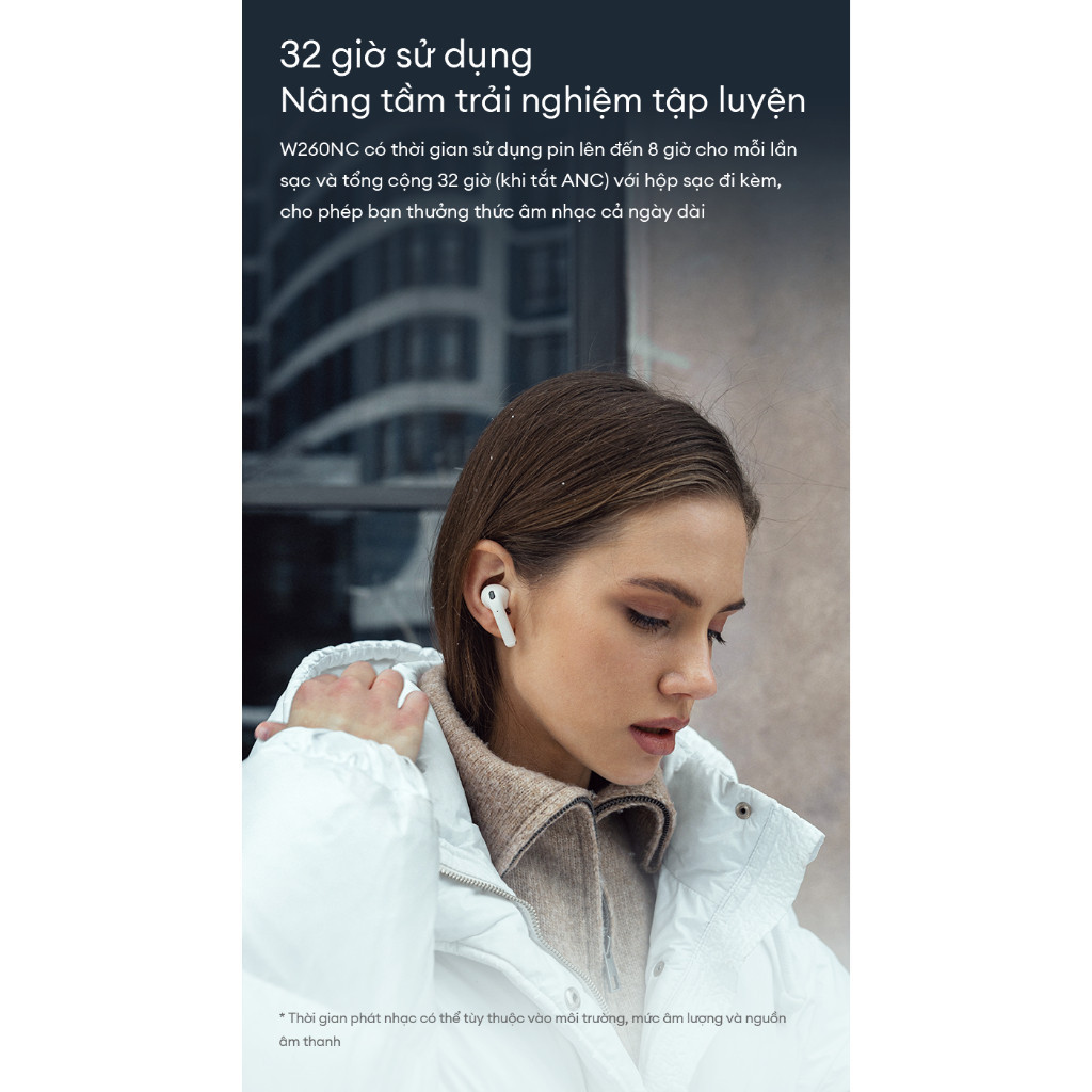 Tai Nghe Bluetooth Nhét Tai EDIFIER W260NC | Khử Ồn Chủ Động | Thời Gian Sử Dụng Đến 32H | Bảo Hành 15 Tháng | BigBuy360 - bigbuy360.vn