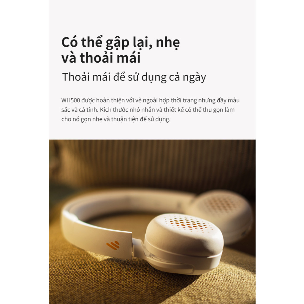 Tai Nghe Bluetooth EDIFIER WH500 | Thời Gian Sử Dụng Tới 40H | Khử Ồn Đàm Thoại |Thiết kế Gấp Gọn | Bảo Hành 15 Tháng | BigBuy360 - bigbuy360.vn