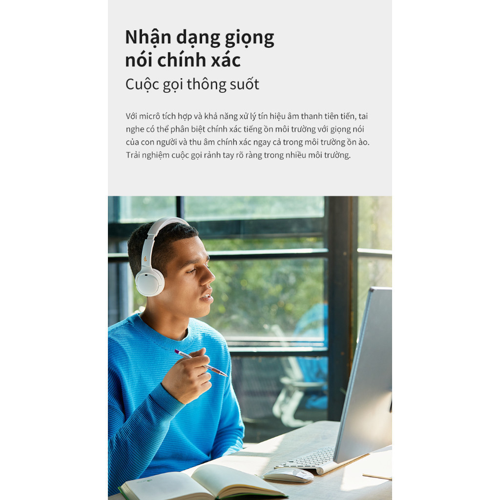 Tai Nghe Bluetooth EDIFIER WH500 | Thời Gian Sử Dụng Tới 40H | Khử Ồn Đàm Thoại |Thiết kế Gấp Gọn | Bảo Hành 15 Tháng | BigBuy360 - bigbuy360.vn