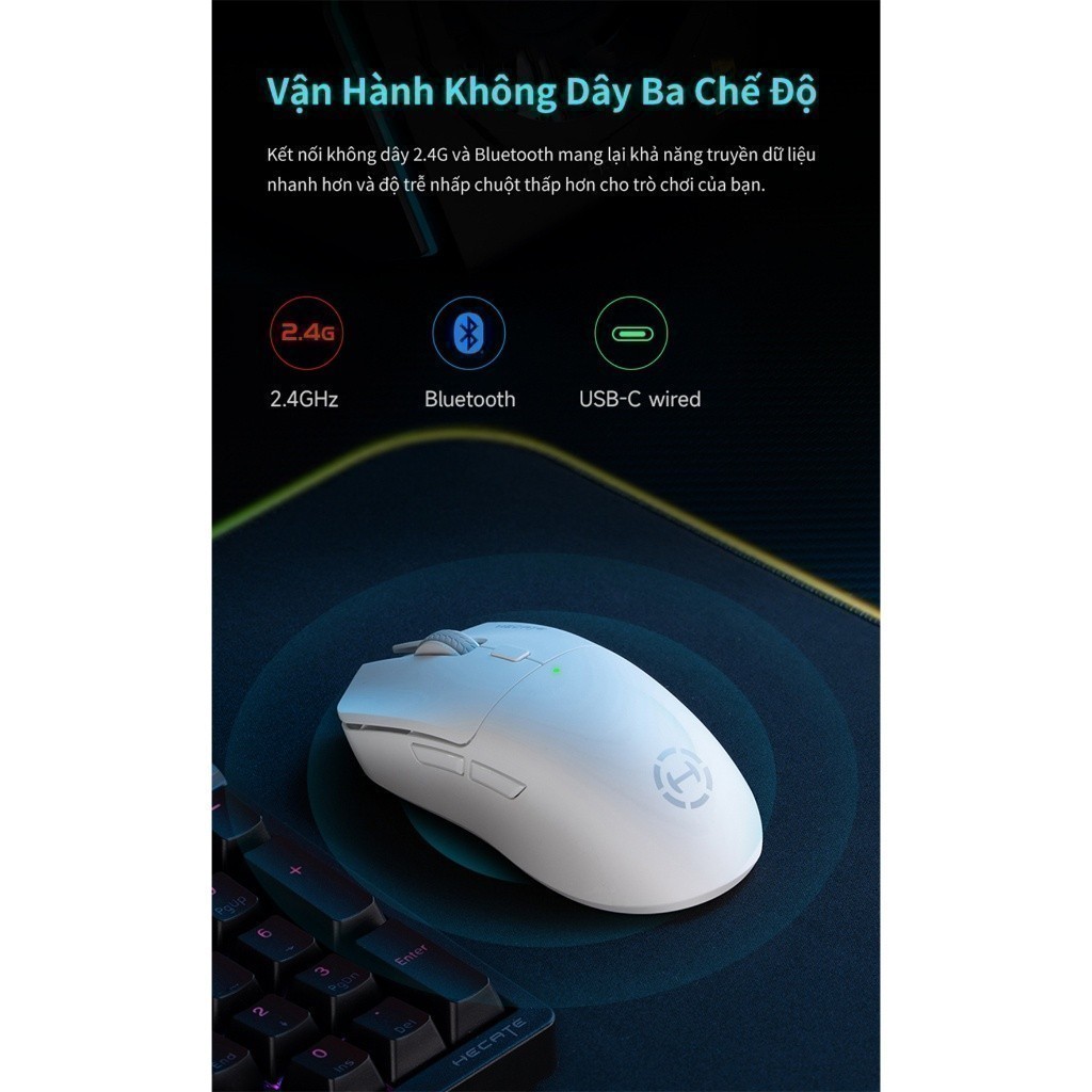Chuột Gaming Không Dây EDIFIER G3M PRO | Thời Gian Sử Dụng Đến 70H | Độ Trễ Thấp 1ms | 3 Chế Độ | Bảo Hành 15 Tháng | BigBuy360 - bigbuy360.vn