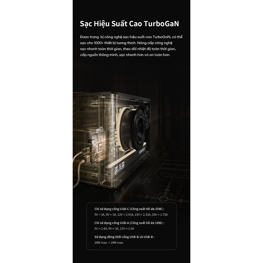 Loa Bluetooth Để Bàn EDIFIER QD35 | Công Suất 40W | Bluetooth 5.3 | Hi-Res Audio | Công Nghệ Sạc GaN | Bảo Hành 15 Tháng | BigBuy360 - bigbuy360.vn