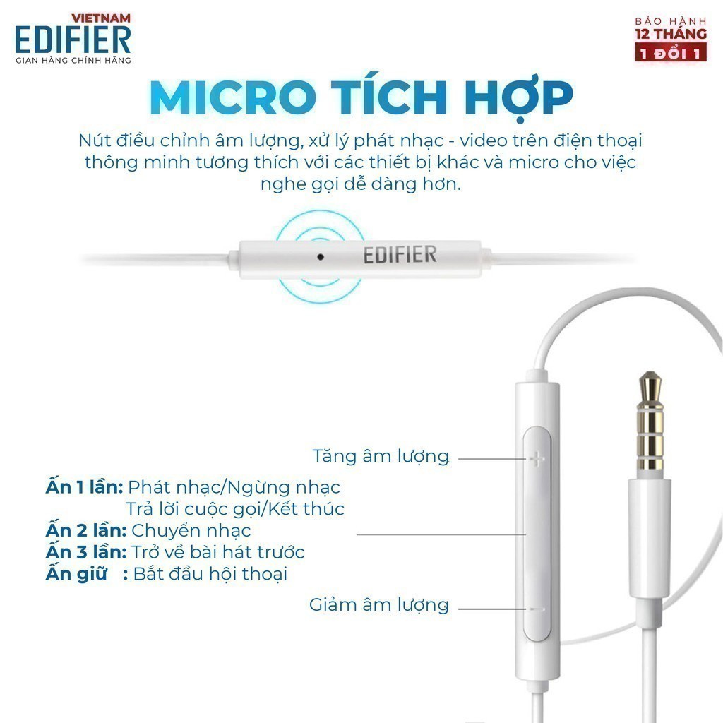 Tai Nghe Nhét Tai Có Dây EDIFIER P180 PLUS/P230 | Chân Cắm 3.5mm/USB-C | Tích Hợp Mico Đàm Thoại | Bảo Hành 15 Tháng | BigBuy360 - bigbuy360.vn
