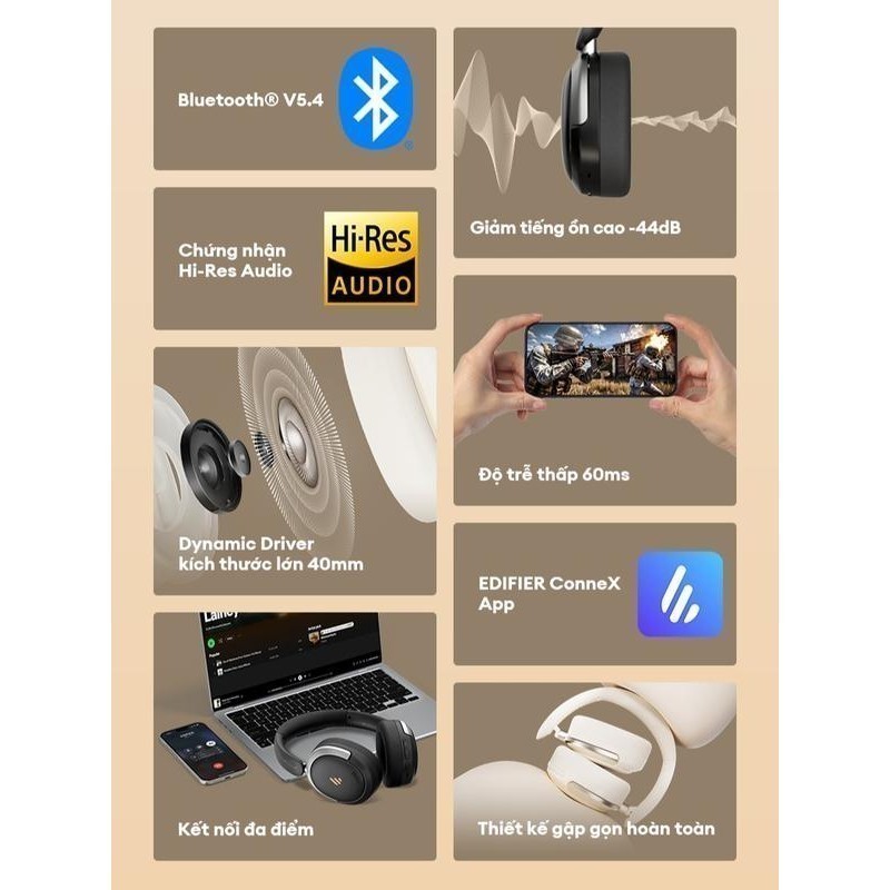 Tai Nghe Bluetooth Chụp Tai Không Dây EDIFIER ATOM MAX - Chế Độ Khử Ồn - Chơi Nhạc Tới 45H - Gấp Gọn - 15 Tháng Bảo Hành | BigBuy360 - bigbuy360.vn