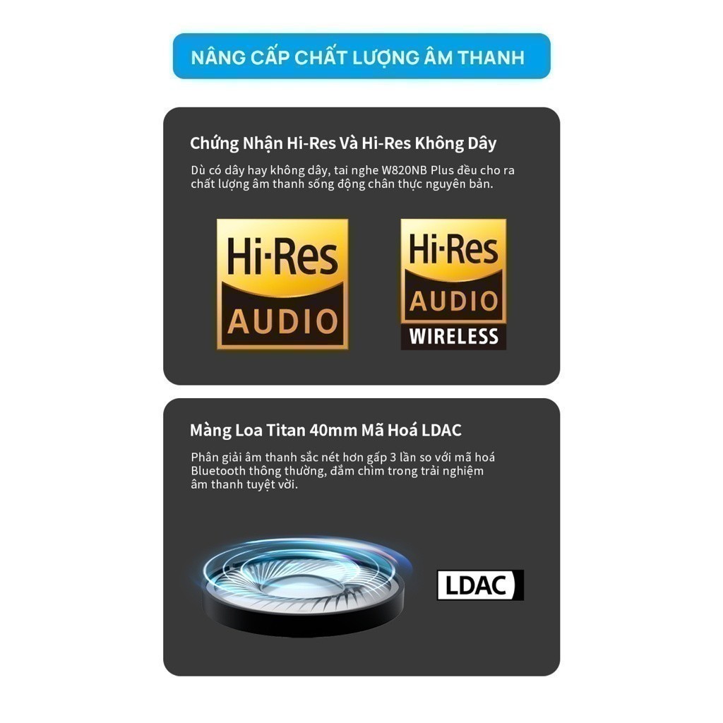 Tai Nghe Chụp Tai Bluetooth Chống Ồn EDIFIER W820NB/W820NB PLUS - Âm Thanh Hi-Res - Pin Đến 49H - 15 Tháng Bảo Hành | BigBuy360 - bigbuy360.vn