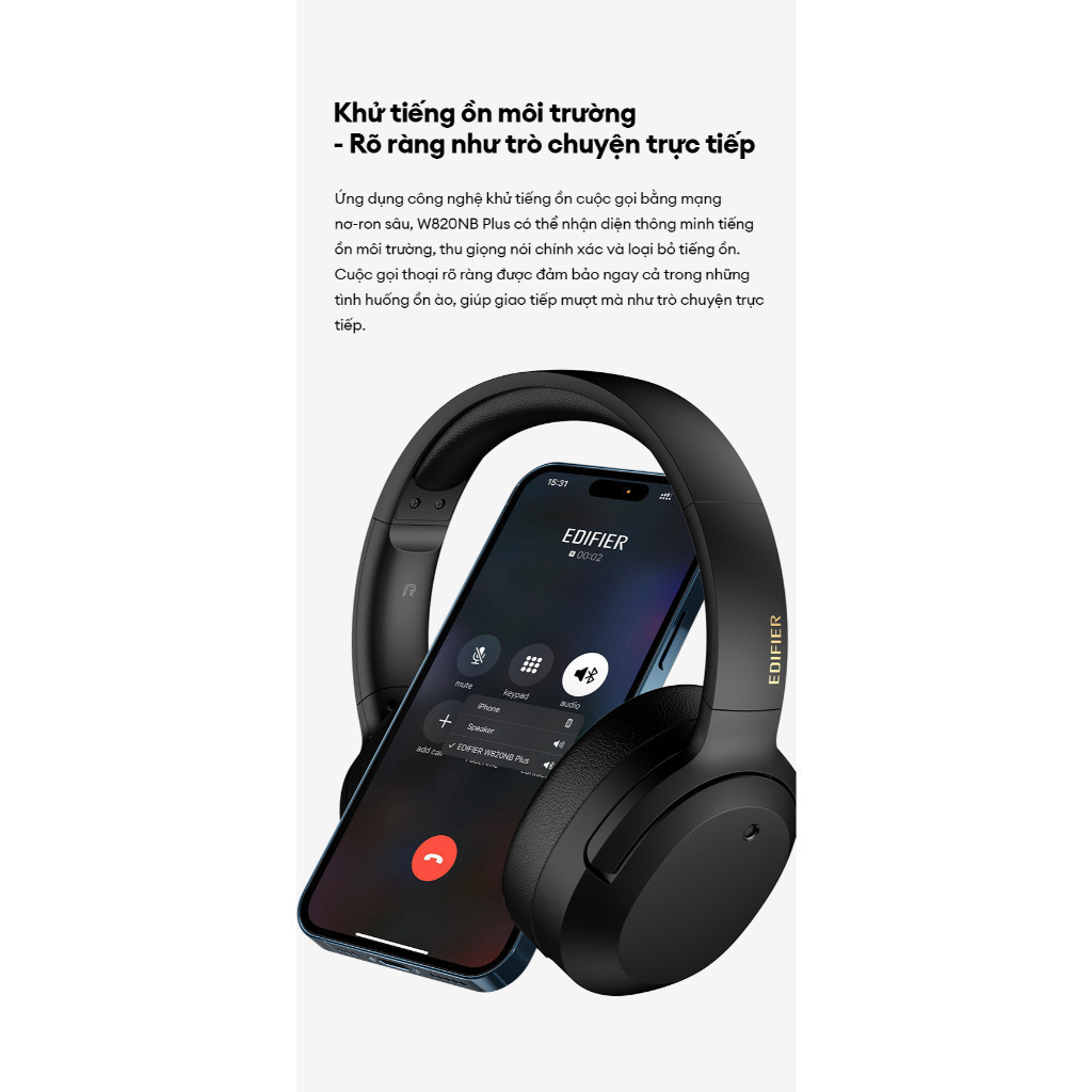 Tai Nghe Chụp Tai Bluetooth Chống Ồn EDIFIER W820NB/W820NB PLUS - Âm Thanh Hi-Res - Pin Đến 49H - 15 Tháng Bảo Hành | BigBuy360 - bigbuy360.vn