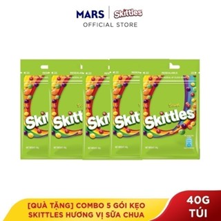 [QUÀ TẶNG GIAO VỊ NGẪU NHIÊN] Combo 5 Kẹo Skittles Hương Vị Sữa Chua hoặc Trái Cây Chua Gói 40g