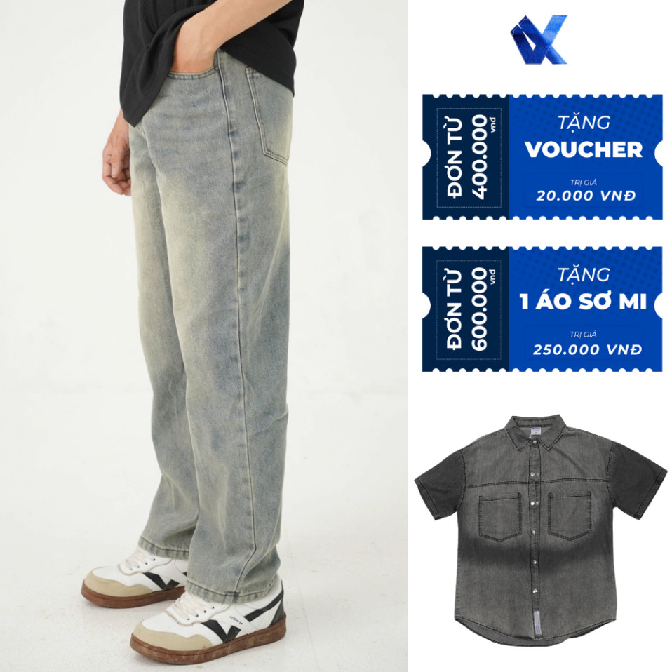 Quần Jeans HAVEN'S wash màu vintage dáng suông ống đứng form regular fit - havenstyle - Hàng mới về