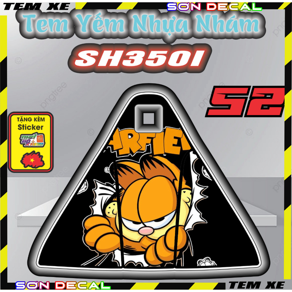 Tem Nhựa Nhám Yếm Khóa Xe Sh350 I  Combo Natra,Kuromi... Decal Cao Cấp Chống Nước Chông Bay Màu