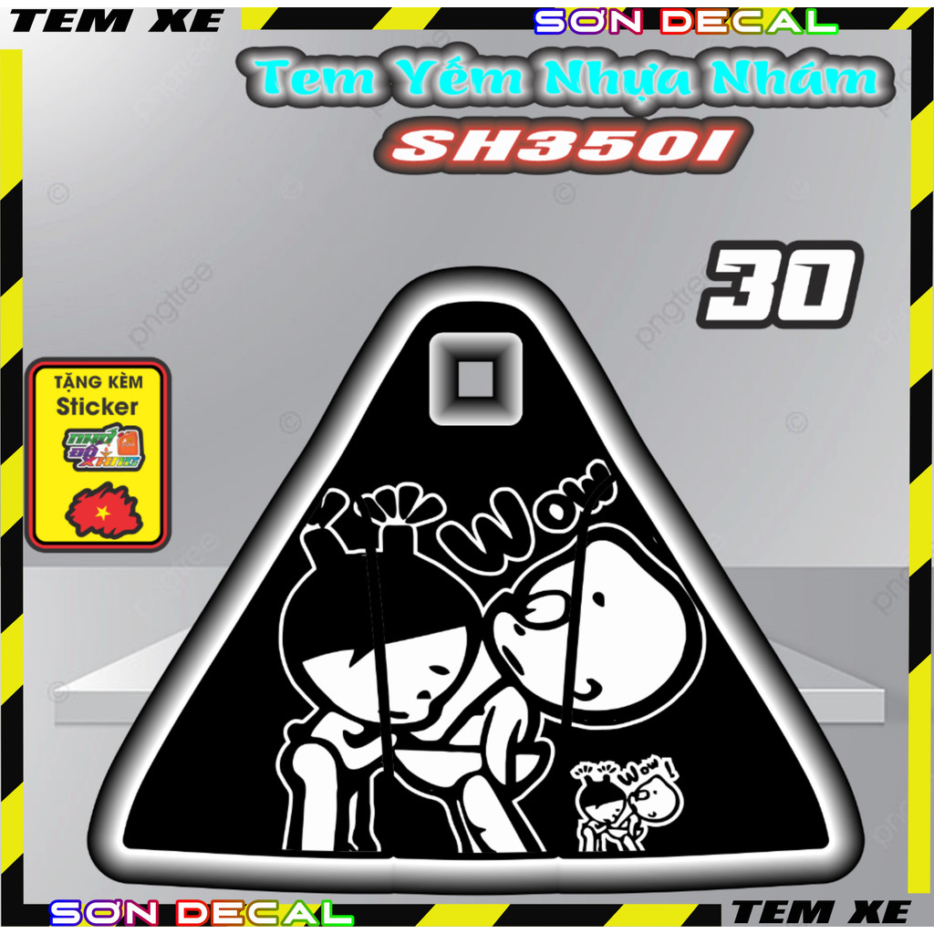 Tem Nhựa Nhám Yếm Khóa Xe Sh350 I  Combo Songoku,Doremon... Decal Cao Cấp Chống Nước Chông Bay Màu