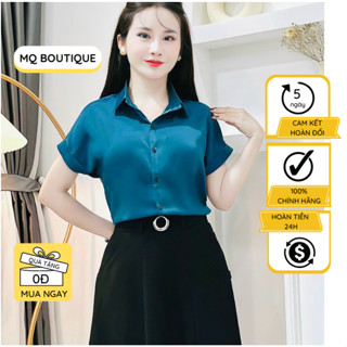 Áo lụa sơ mi cộc tay cánh dơi công sở vải mềm mịn nhiều màu sang trọng, áo sơ mi họa tiết thiết kế MQ Boutique