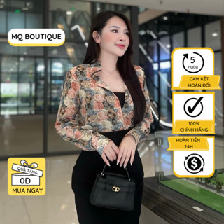  Áo lụa hoa hồng nhiều màu họa tiết sơ mi hoa dài tay cao cấp công sở thiết kế áo sơmi họa tiết thiết kế MQ Boutique 