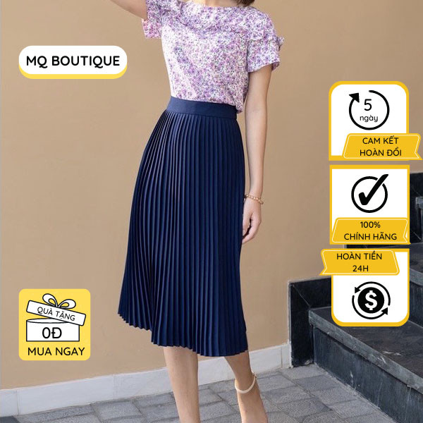 Chân váy xếp ly, dập ly dáng dài dưới gối cao cấp công sở nữ váy ly nhỏ thiết kế MQ BOUTIQUE
