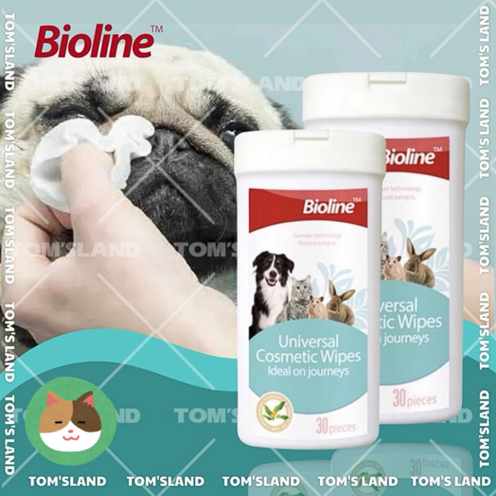 Khăn Lau Ố Mắt, Ghèn Mắt Bioline Cho Chó Mèo - Khăn Lau Vệ Sinh Mắt Bioline Cho Thú Cưng Hộp 30 Miến