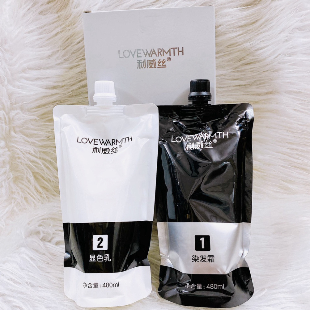 Nhuộm Đen Phủ Bạc Grace 480mlx2 Diện Mạo Mới LoveWarmth Black Hair Dye Cream  - Hoangrandy