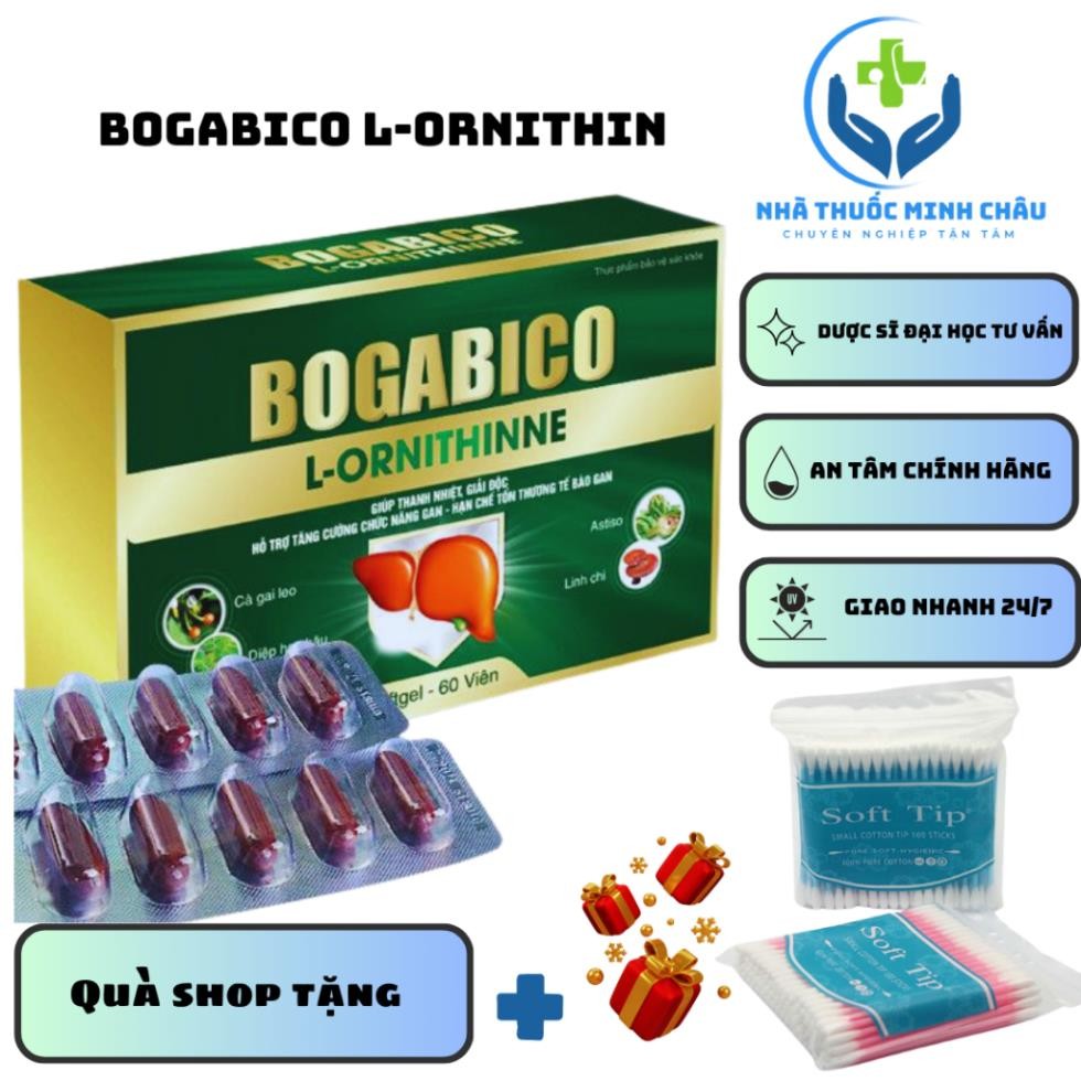 [CHÍNH HÃNG] Viên uống BOGABICO L-ORNITHIN thanh nhiệt thải độc Hộp 60 viên