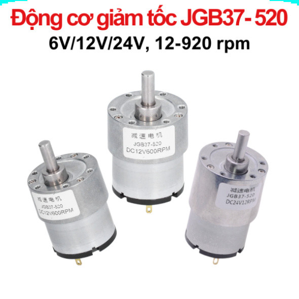 Động cơ giảm tốc JGB37-520, 6/12/24V nhiều tốc độ
