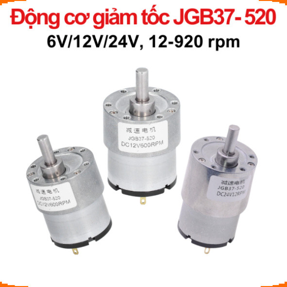 Động cơ giảm tốc JGB37-520, 6/12/24V nhiều tốc độ