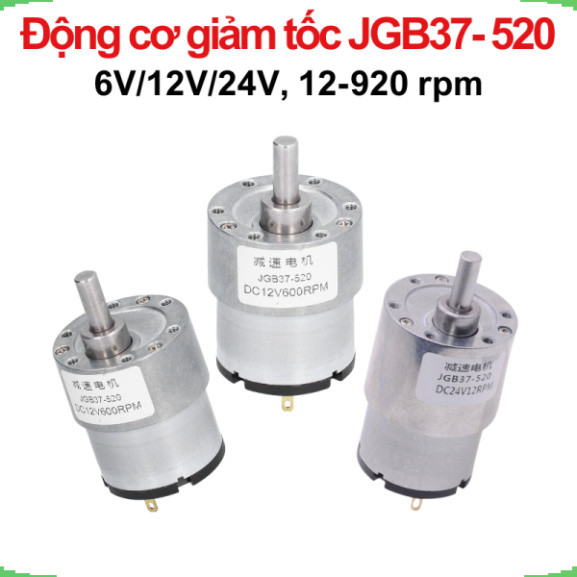 Động cơ giảm tốc JGB37-520, 6/12/24V nhiều tốc độ