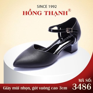  Giày Nữ Bít Mũi HỒNG THẠNH Gót Vuông Cao 3cm Mũi Nhọn Quai Hậu Cài Tiện Lợi Công Sở - 3486 