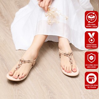  Giày Xỏ Ngón Nữ HỒNG THẠNH Sandal Đế Bệt Quai Đính Hạt Tiện Dụng - 8129 