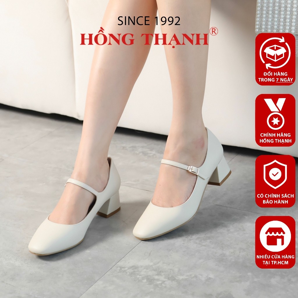  Giày Gót Cao HỒNG THẠNH Giày Búp Bê Nữ Mary Jane Gót Vuông Cao 4cm Tôn Dáng - 7430 