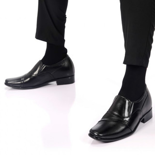 Giày Đế Độn Cao Nam HỒNG THẠNH Giày Tây Tăng Chiều Cao Đế 6 Phân Da Bò Màu Đen Sang Trọng - 0076