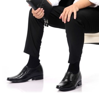 Giày Đế Độn Cao Nam HỒNG THẠNH Giày Tây Tăng Chiều Cao Đế 6 Phân Da Bò Màu Đen Sang Trọng - 0076