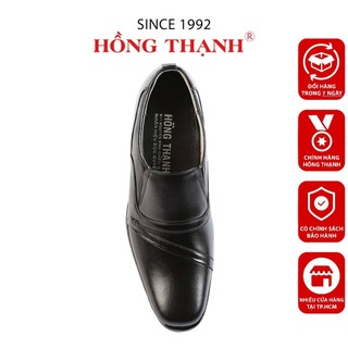 Giày Đế Độn Cao Nam HỒNG THẠNH Giày Tây Tăng Chiều Cao Đế 6 Phân Da Bò Màu Đen Sang Trọng - 0076