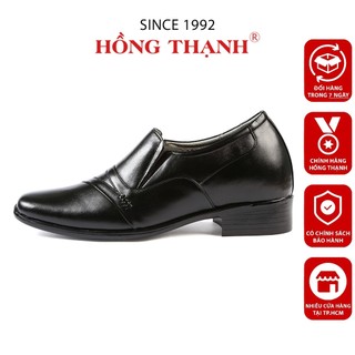 Giày Đế Độn Cao Nam HỒNG THẠNH Giày Tây Tăng Chiều Cao Đế 6 Phân Da Bò Màu Đen Sang Trọng - 0076